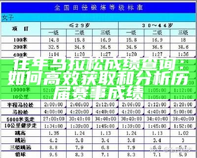 往年马拉松成绩查询：如何高效获取和分析历届赛事成绩