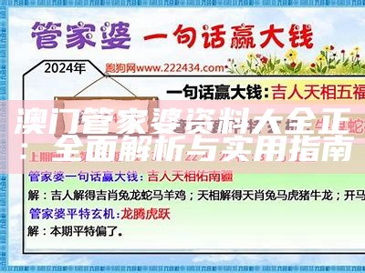 澳门管家婆资料大全正：全面解析与实用指南