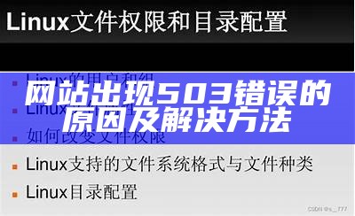 网站出现503错误的原因及解决方法